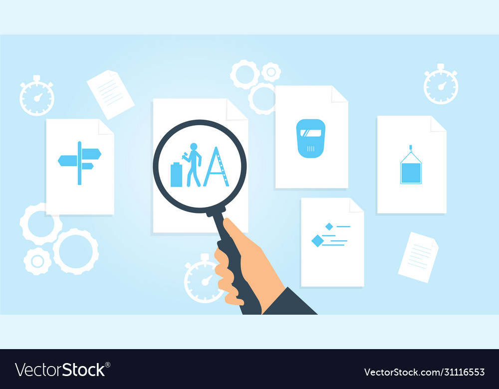 Dokument mit Suchsymbolen Datei und Vergrößerung vector image Dokument mit Suchsymbolen Datei und Vergrößerung