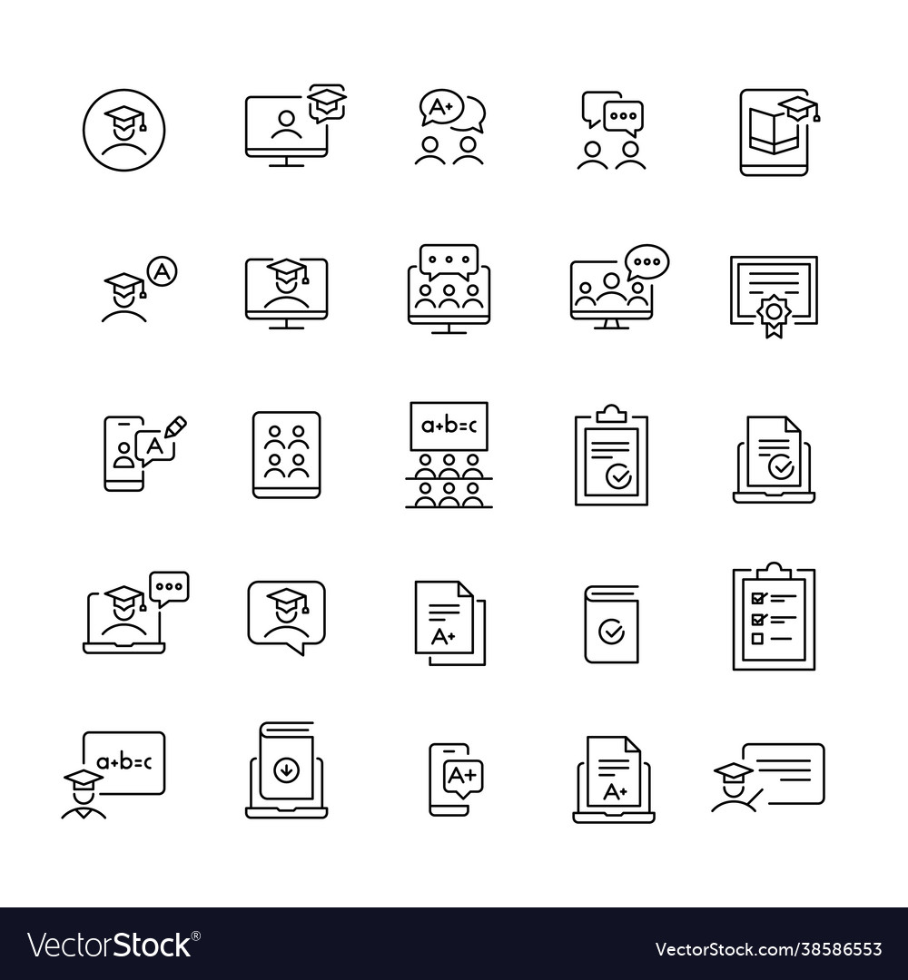 E-learning icons pixel perfect editable stroke Vector Image