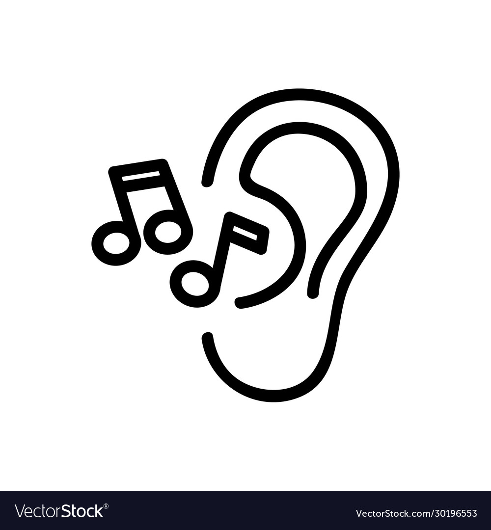 Ear hears music icon outline Royalty Free Vector Image