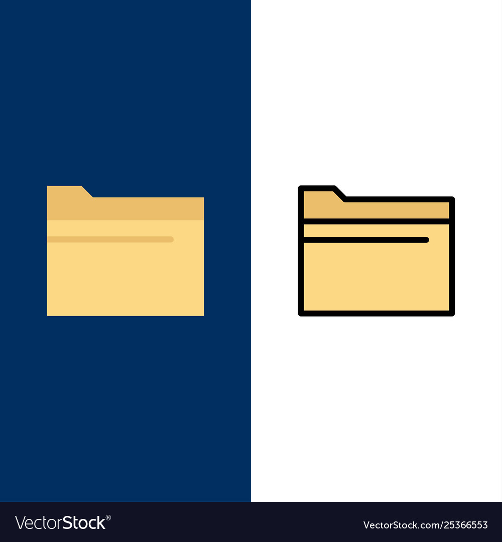 Folder file data storage icons flat and line