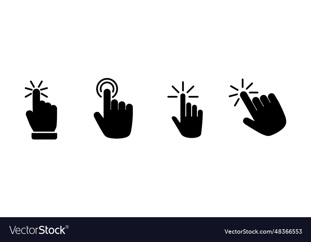 Hand click icon clicking finger pointer vector image Hand click icon clicking finger pointer