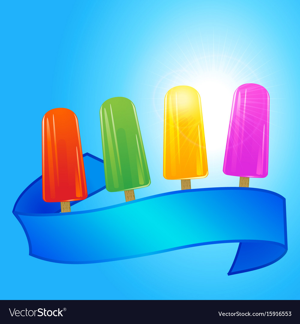 Eislollies und Banner über Sommer blauen Himmel