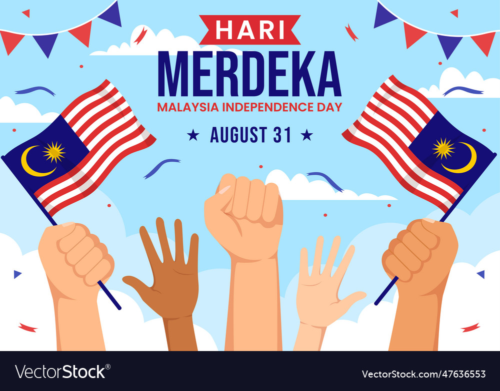 Malaysia independence day on 31 august Royalty Free Vector