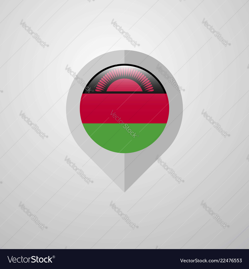 Map navigation pointer with malawi flag design