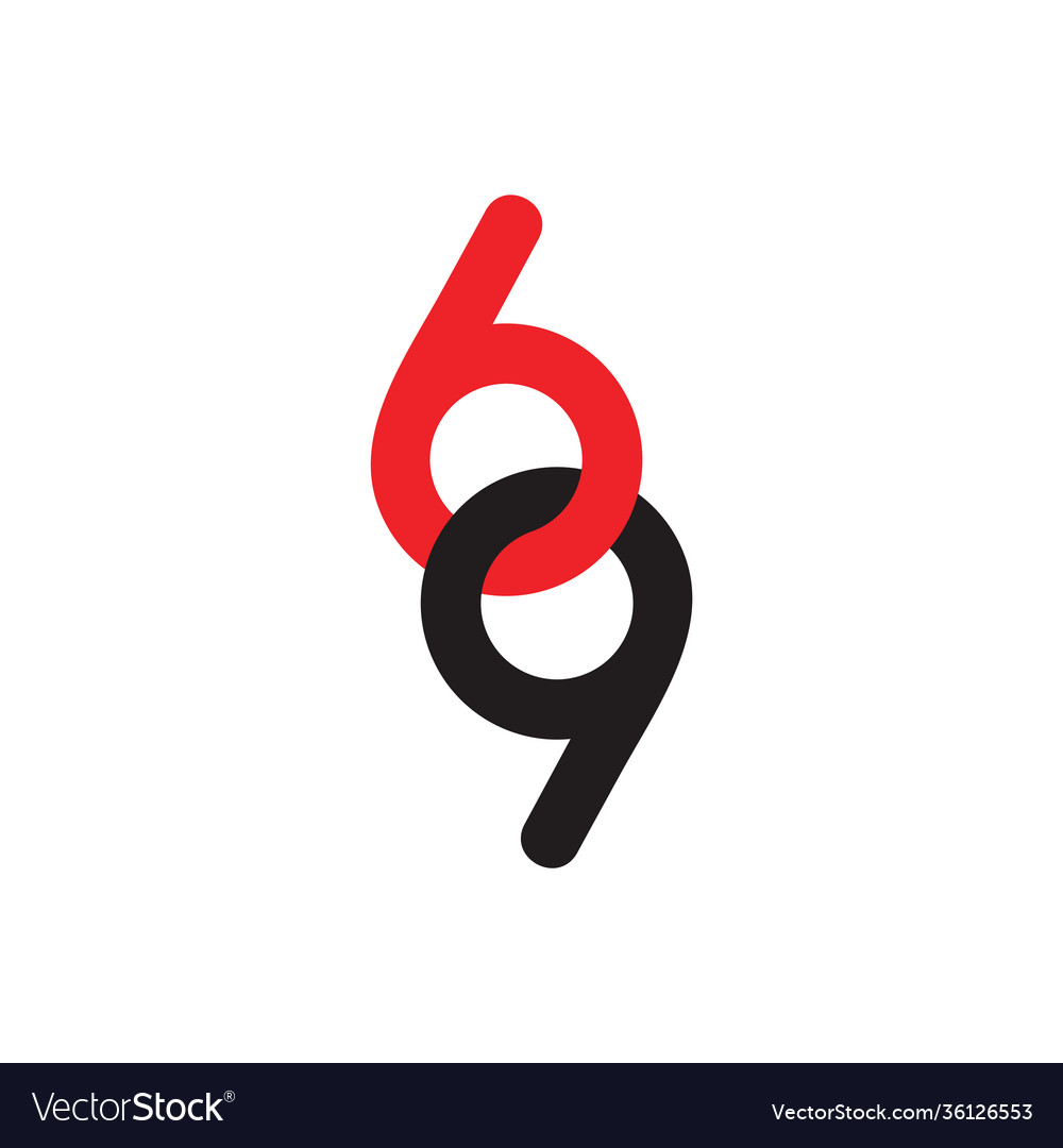Number 69 linked colorful design vector image Number 69 linked colorful design
