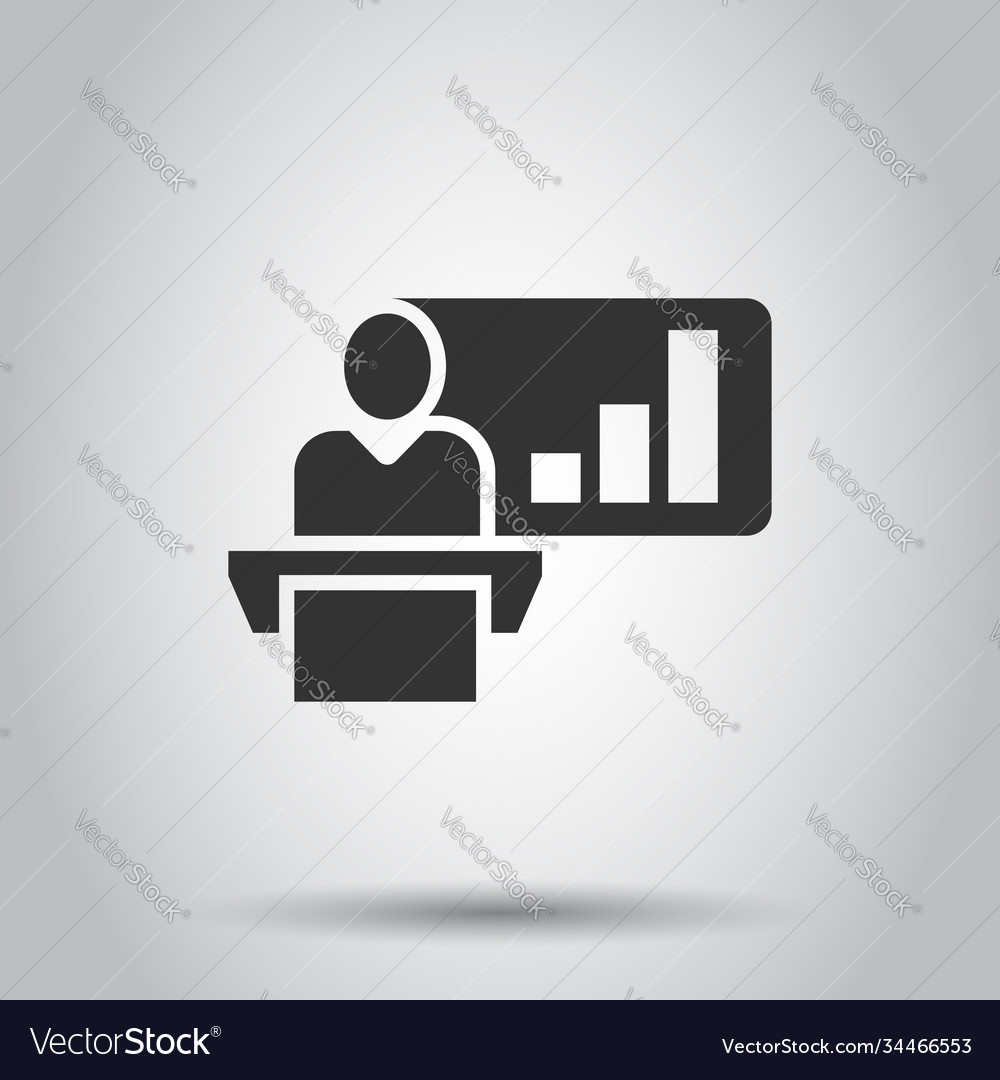 People on podium icon in flat style speaker