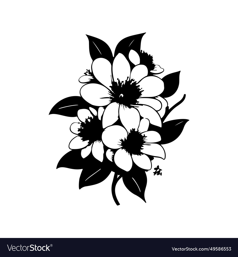 Sakura icon hand draw black flower logo symbol Vector Image