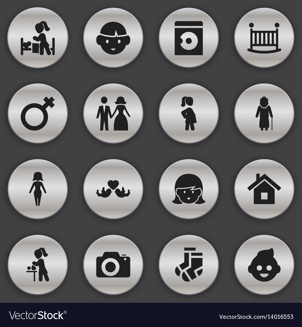 Set of 16 editable kin icons includes symbols