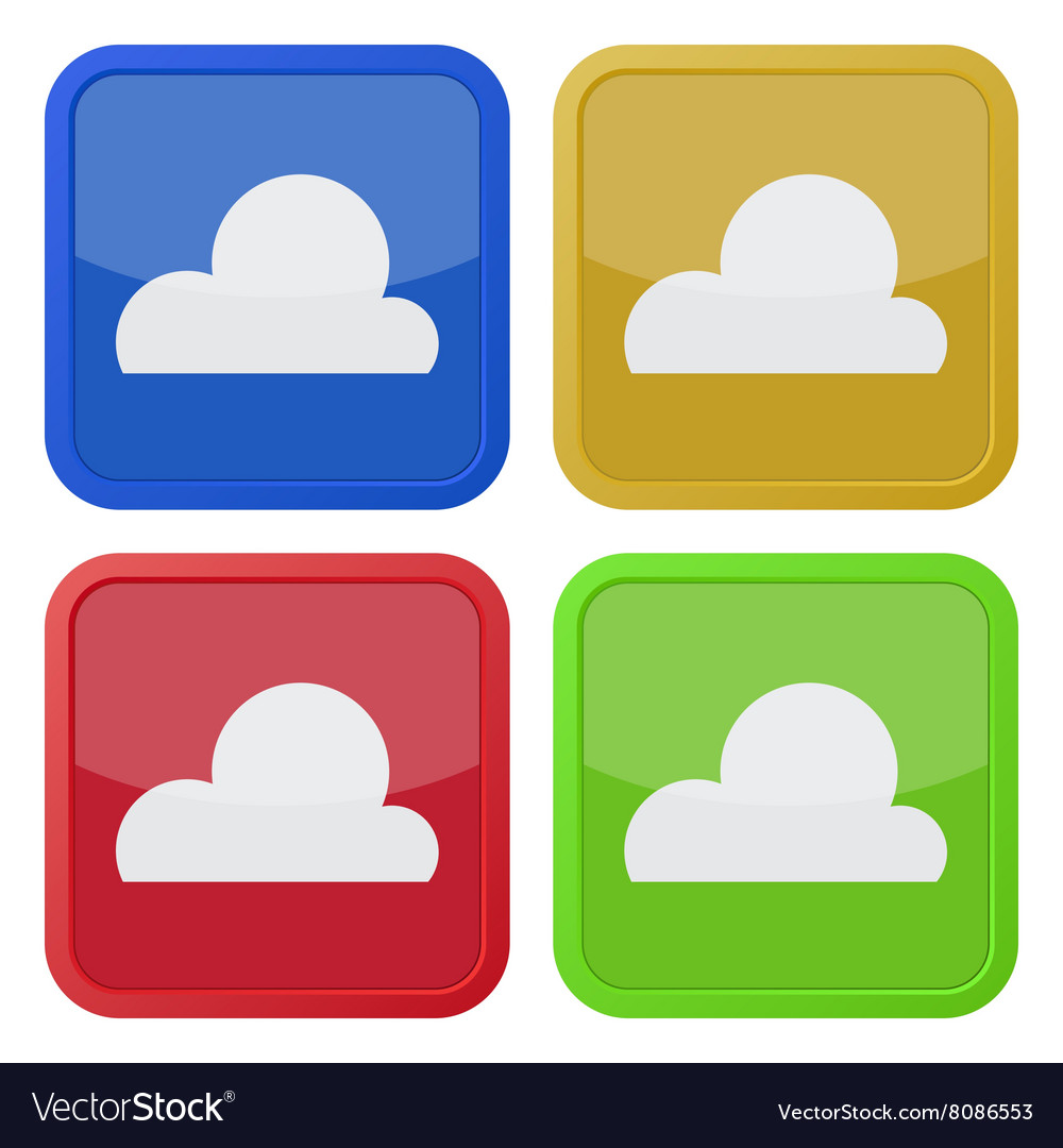 Set of four square icons with cloud