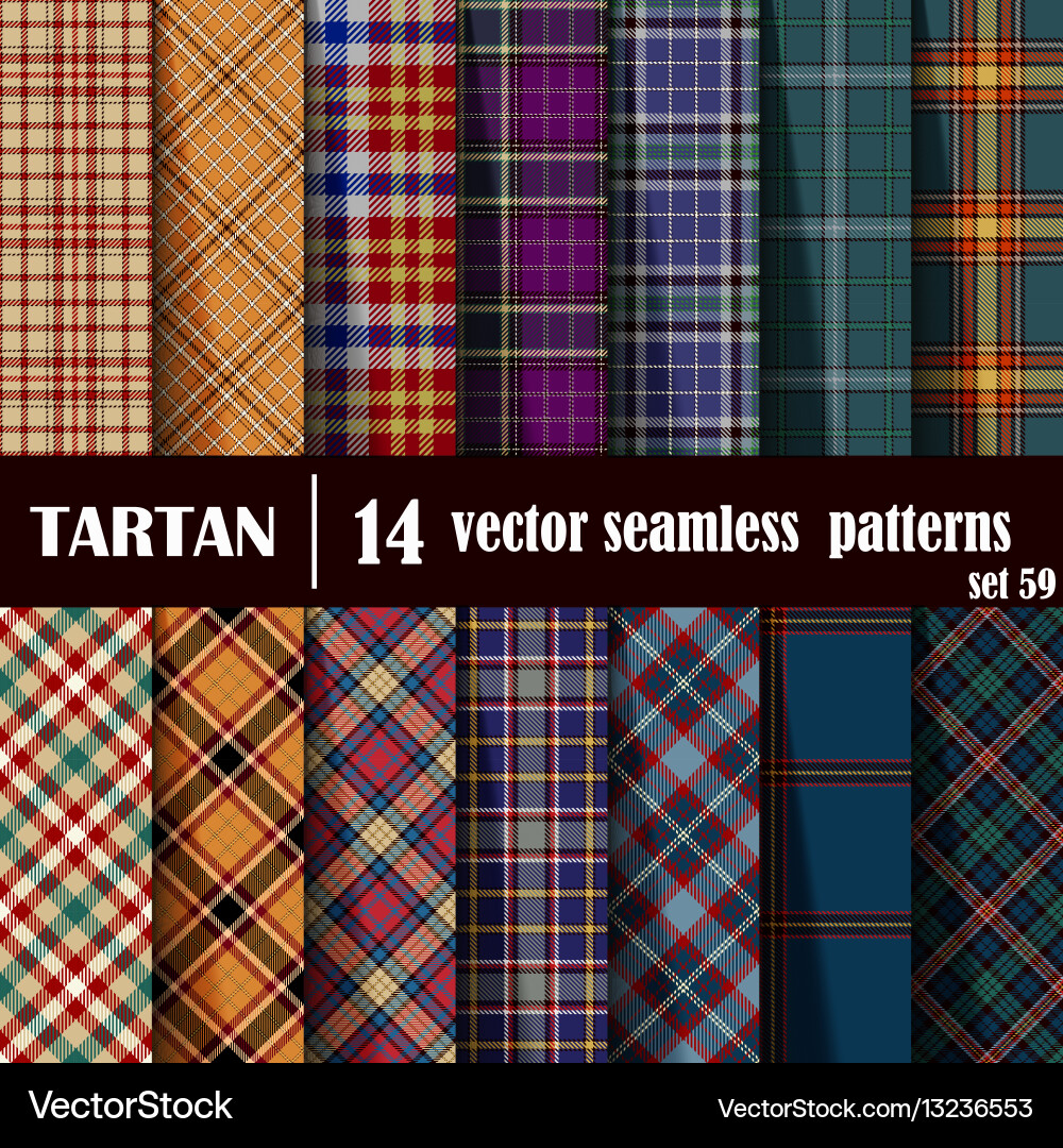 Set tartan seamless pattern Royalty Free Vector Image