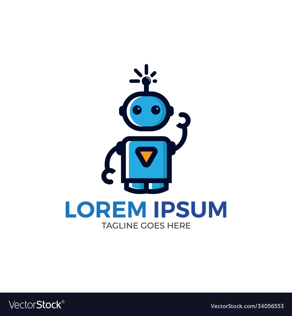 Simple cute robot icon with blue color bot