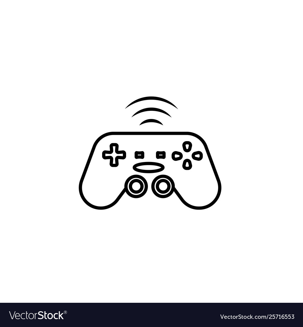 Wireless connection gamepad controller line icon vector image Wireless connection gamepad controller line icon