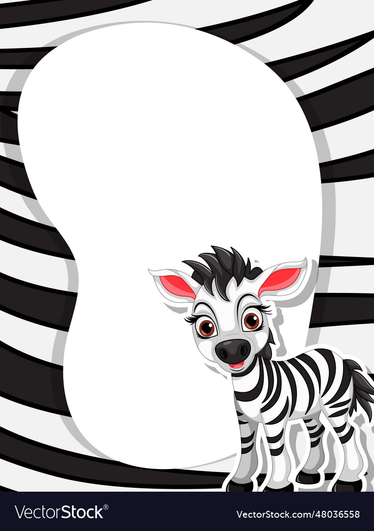 Cartoon zebra character with pattern border