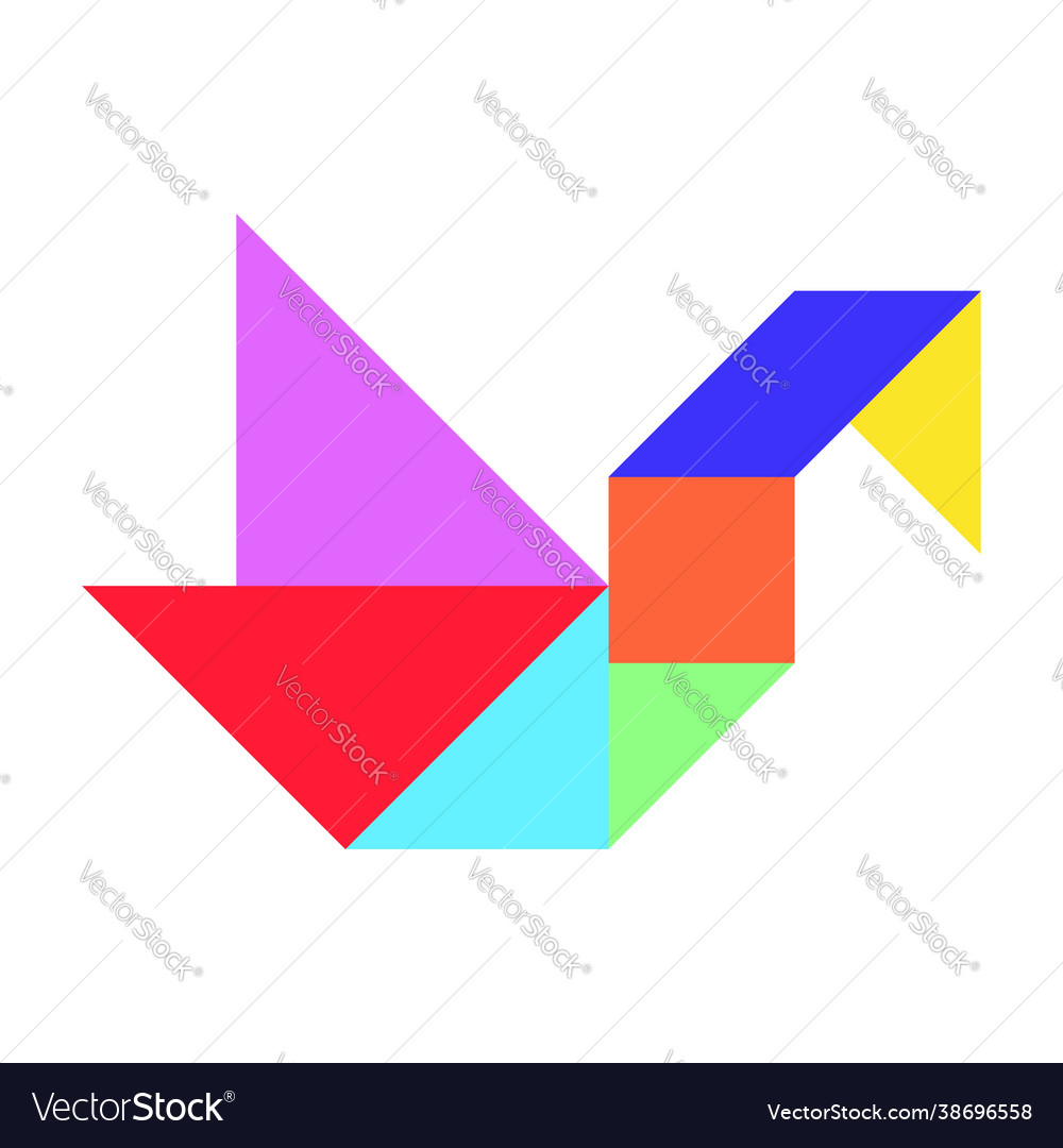 Color tangram puzzle in bird duck goose swan