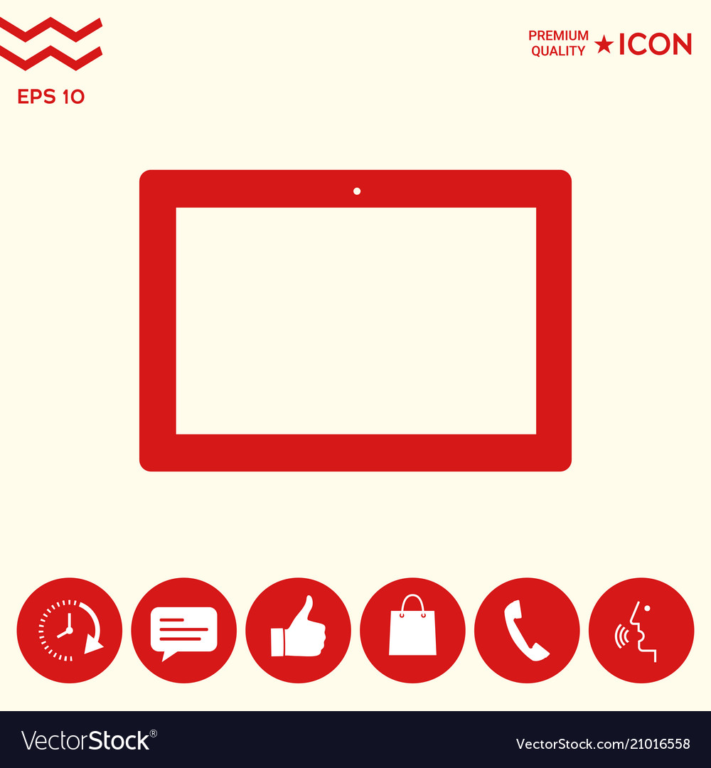 Computer tablet with blank screen icon