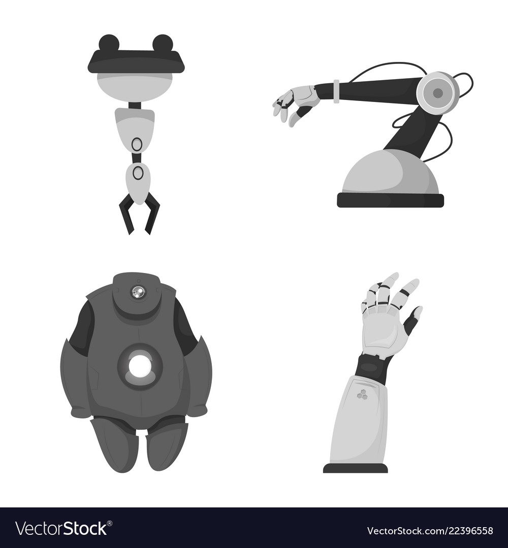 Design of robot and factory icon set vector image Design of robot and factory icon set