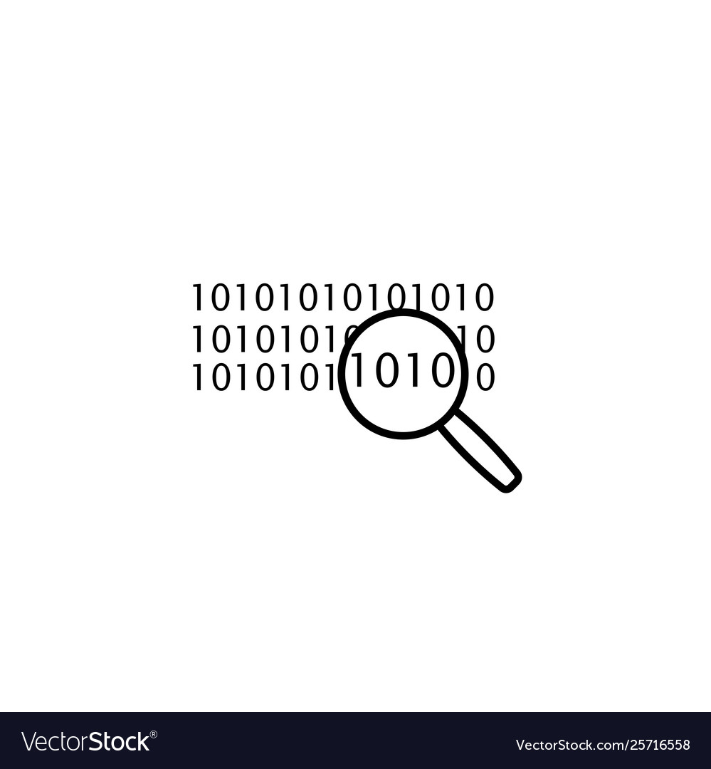 Digital code under magnifier simple icon vector image Digital code under magnifier simple icon