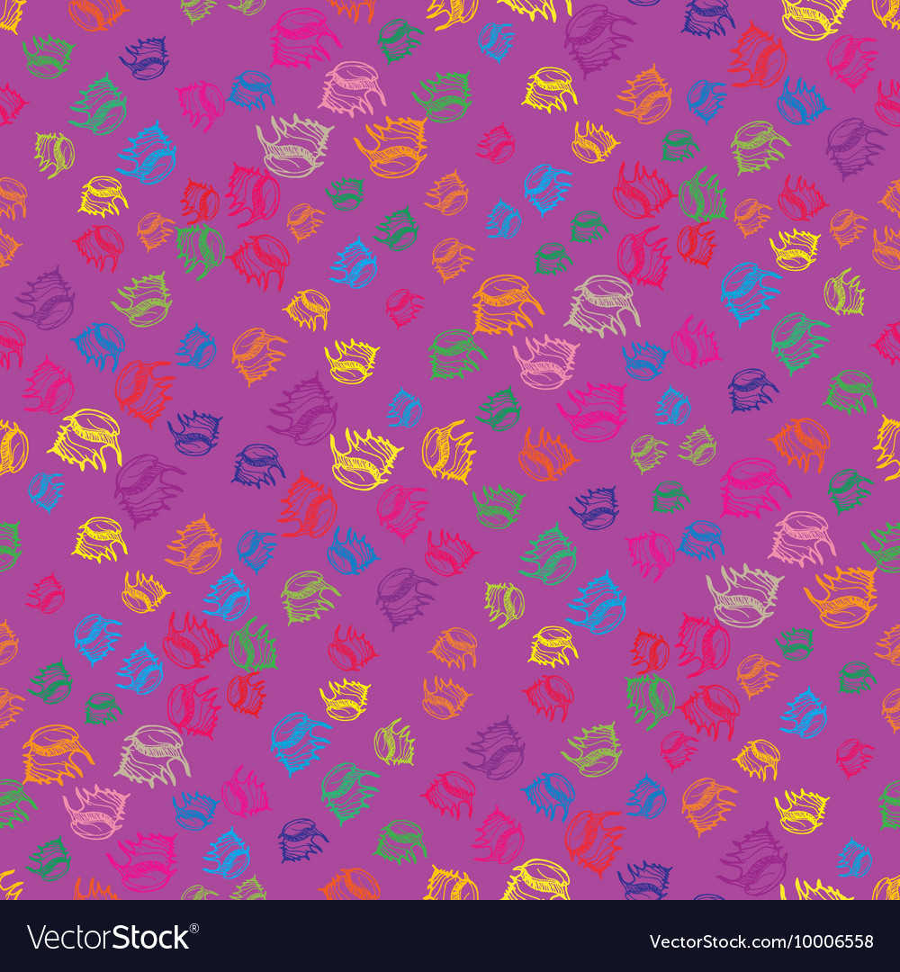 Doodles seashells background seamless pattern