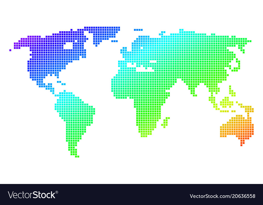 Dotted pixel spectrum world map vector image Dotted pixel spectrum world map