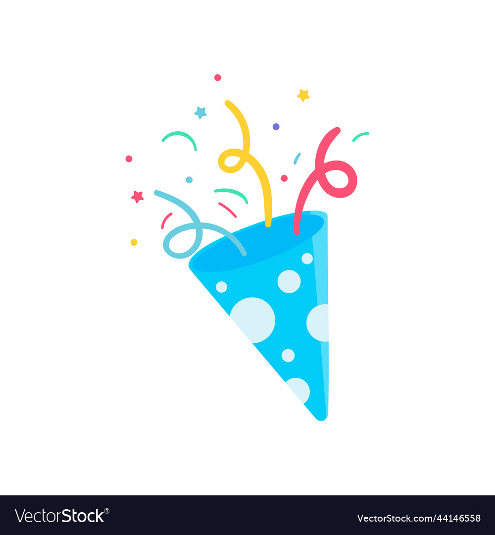 Fireworks draws a party confetti floating from Vector Image Fireworks draws a party confetti floating from