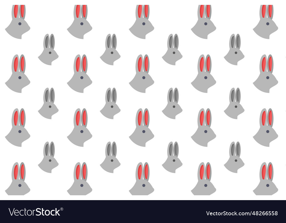 Flat rabbit head pattern background Vector Image Flat rabbit head pattern background