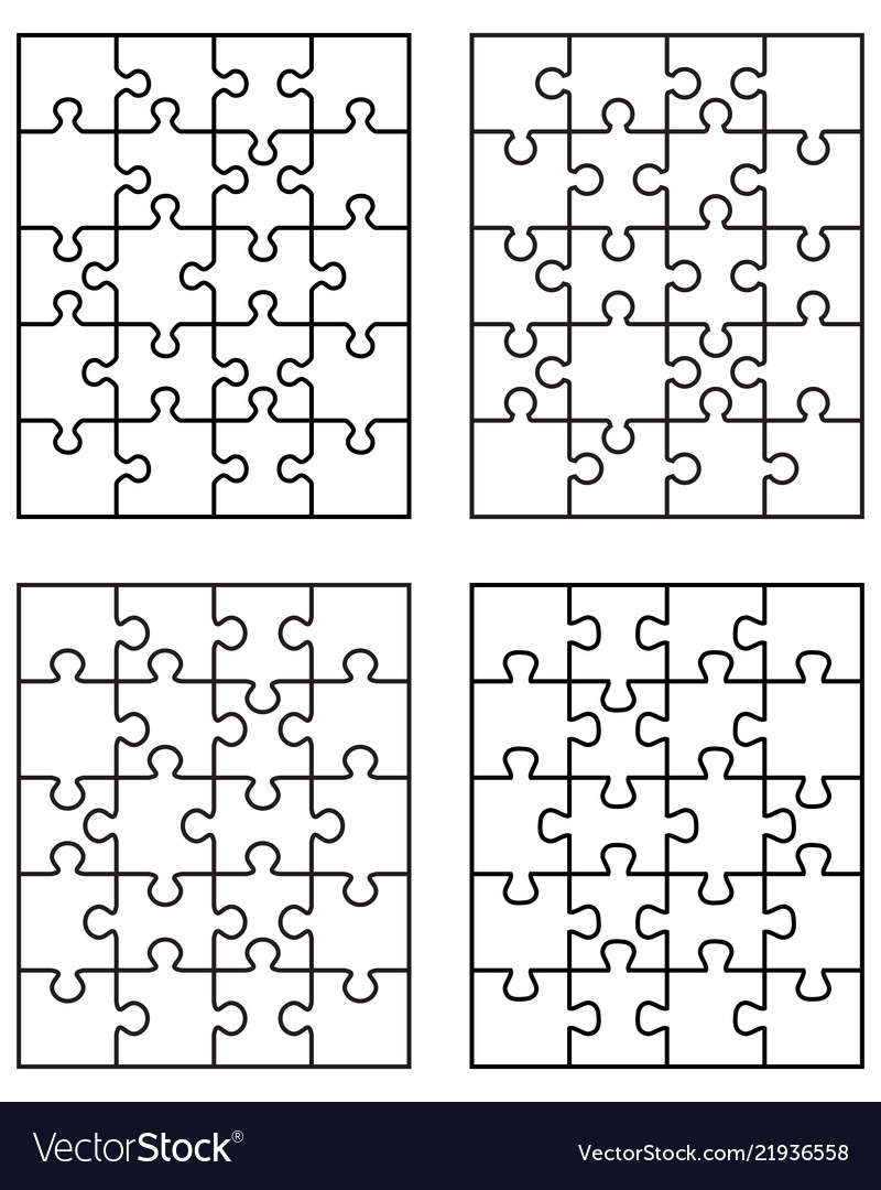 Four different white puzzles Royalty Free Vector Image