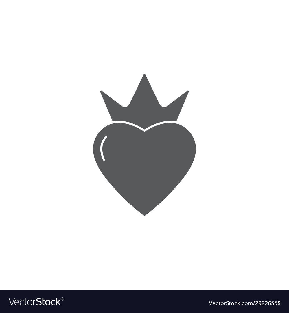 Heart crown icon trendy flat style design isolated