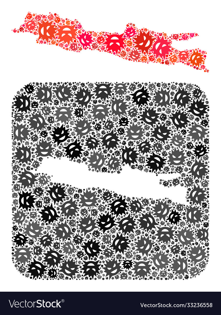 Map java island - flu virus collage with empty vector image Map java island - flu virus collage with empty