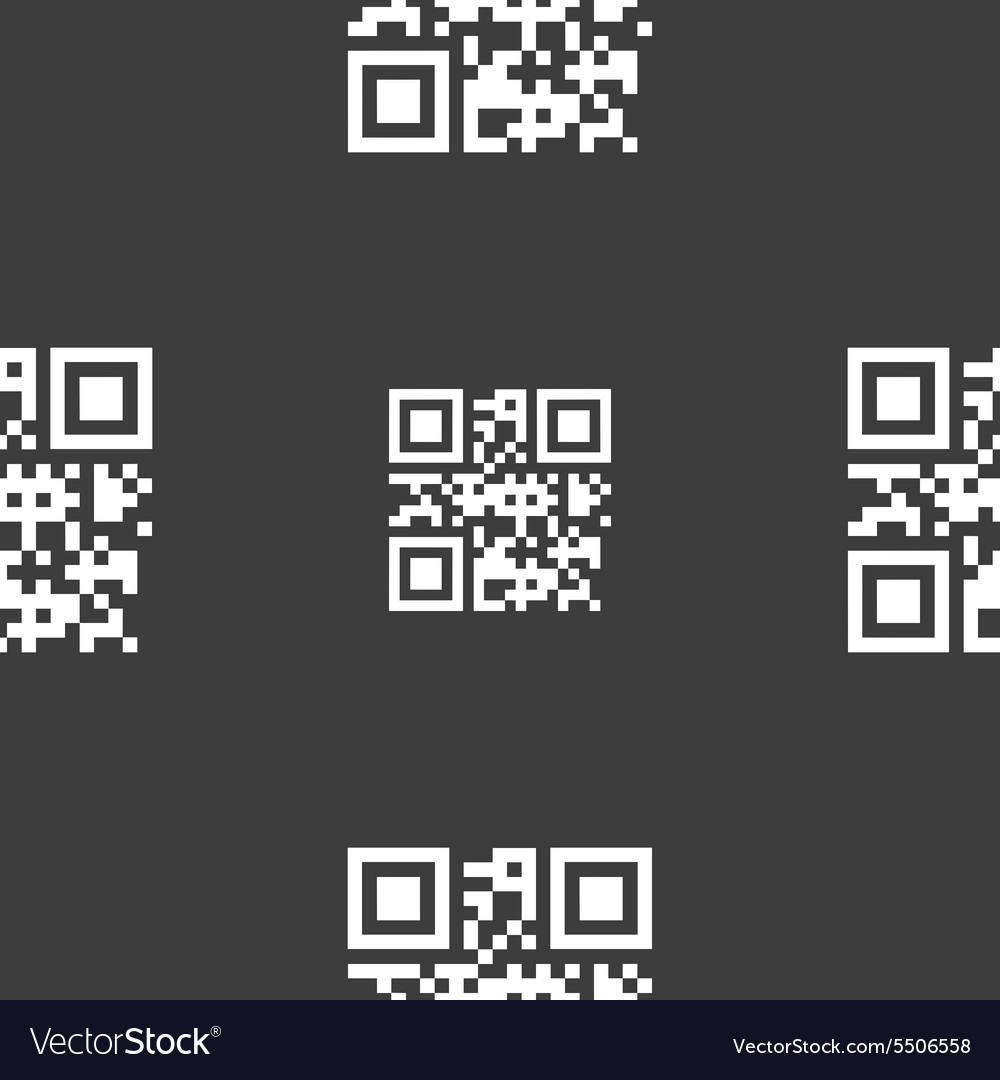 Qr code icon sign seamless pattern on a gray