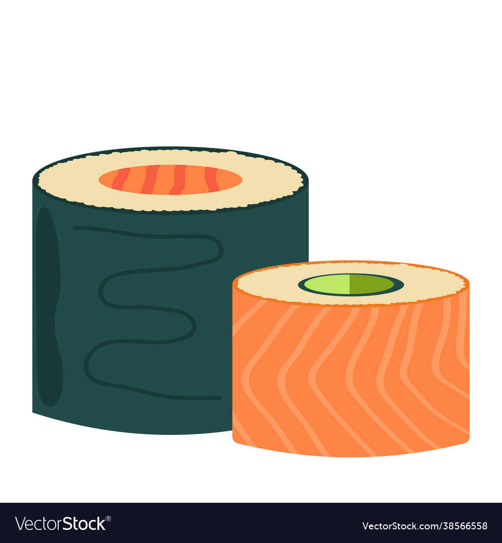 Realistische Fischrollen nationale japanische Platte vector image Realistische Fischrollen nationale japanische Platte