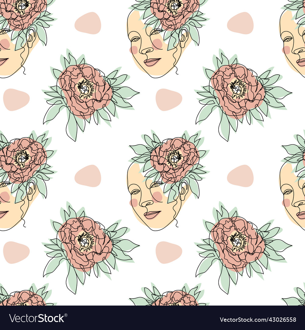 Seamless pattern with one single line drawings