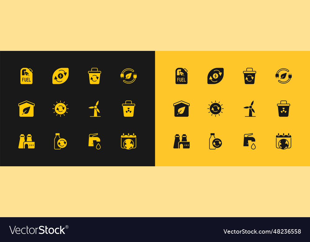 Set Electric Saving Plug In Leaf Recycling Vector Image