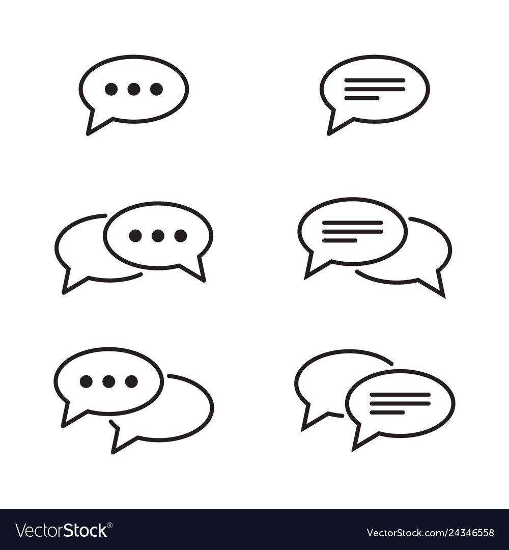 Set of chat and speech bubble line icons