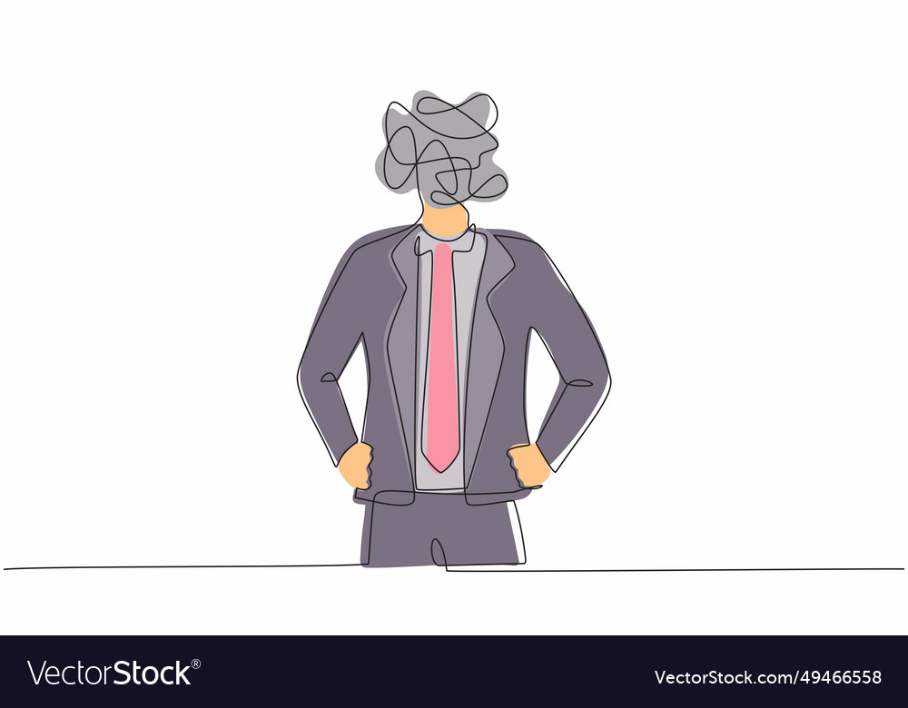 Single continuous line drawing businessman