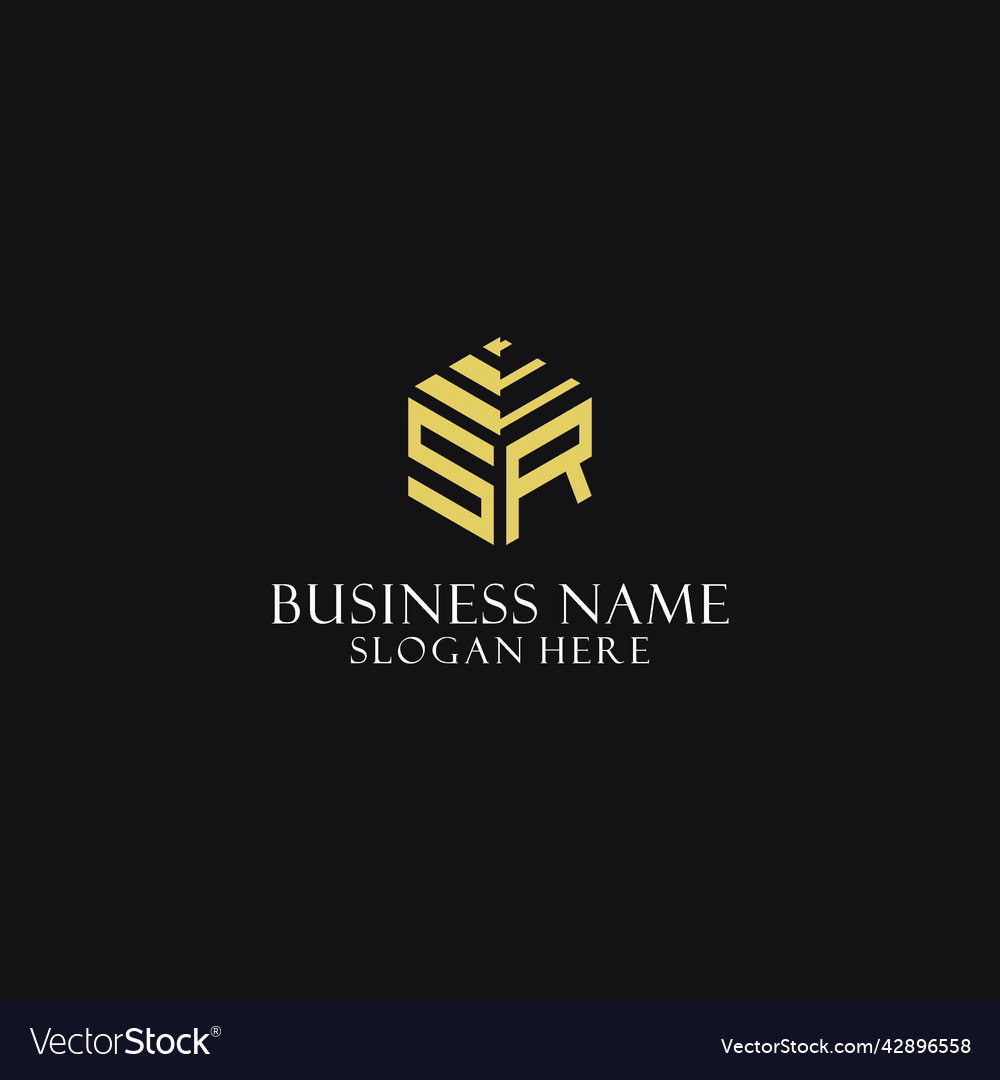 Sr initial monogram with hexagon shape logo Vector Image Sr initial monogram with hexagon shape logo