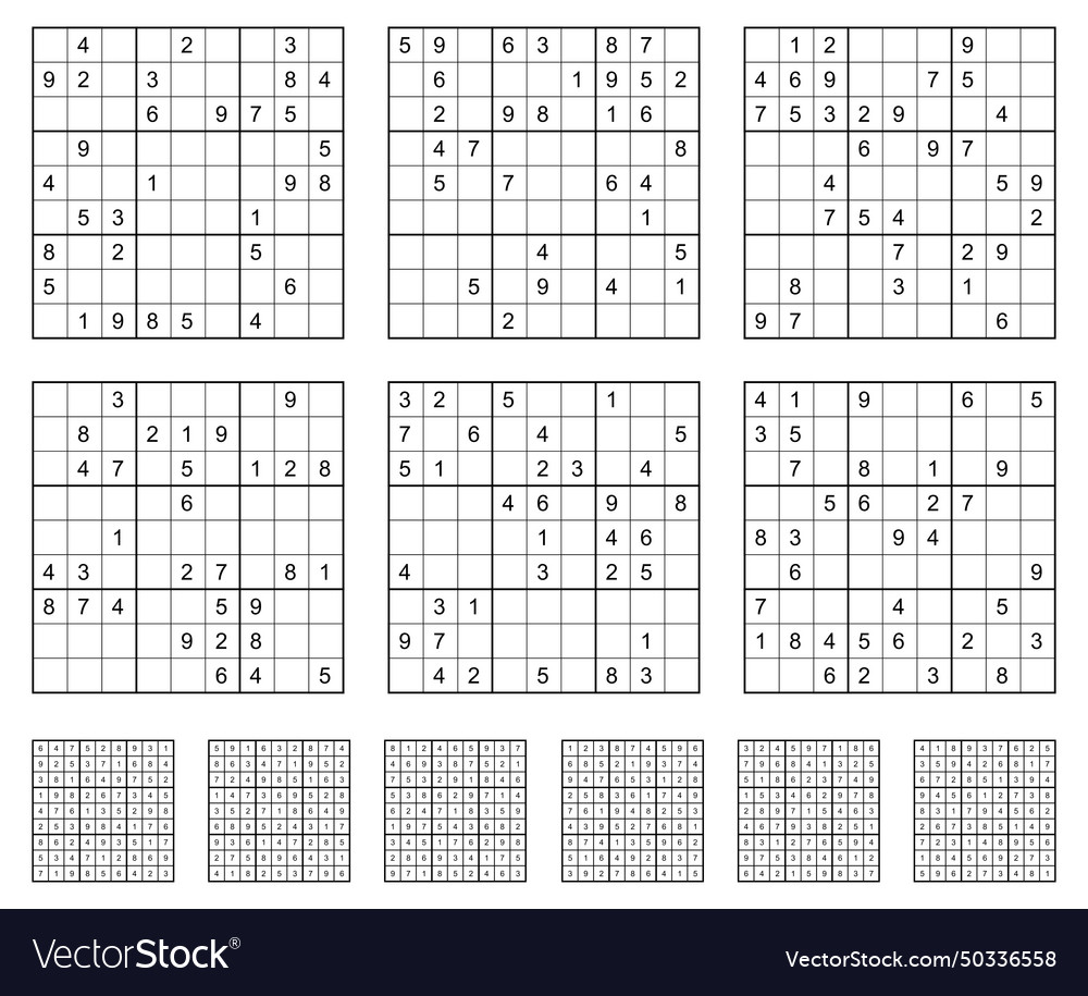 Sudoku game set Vector Image Sudoku game set
