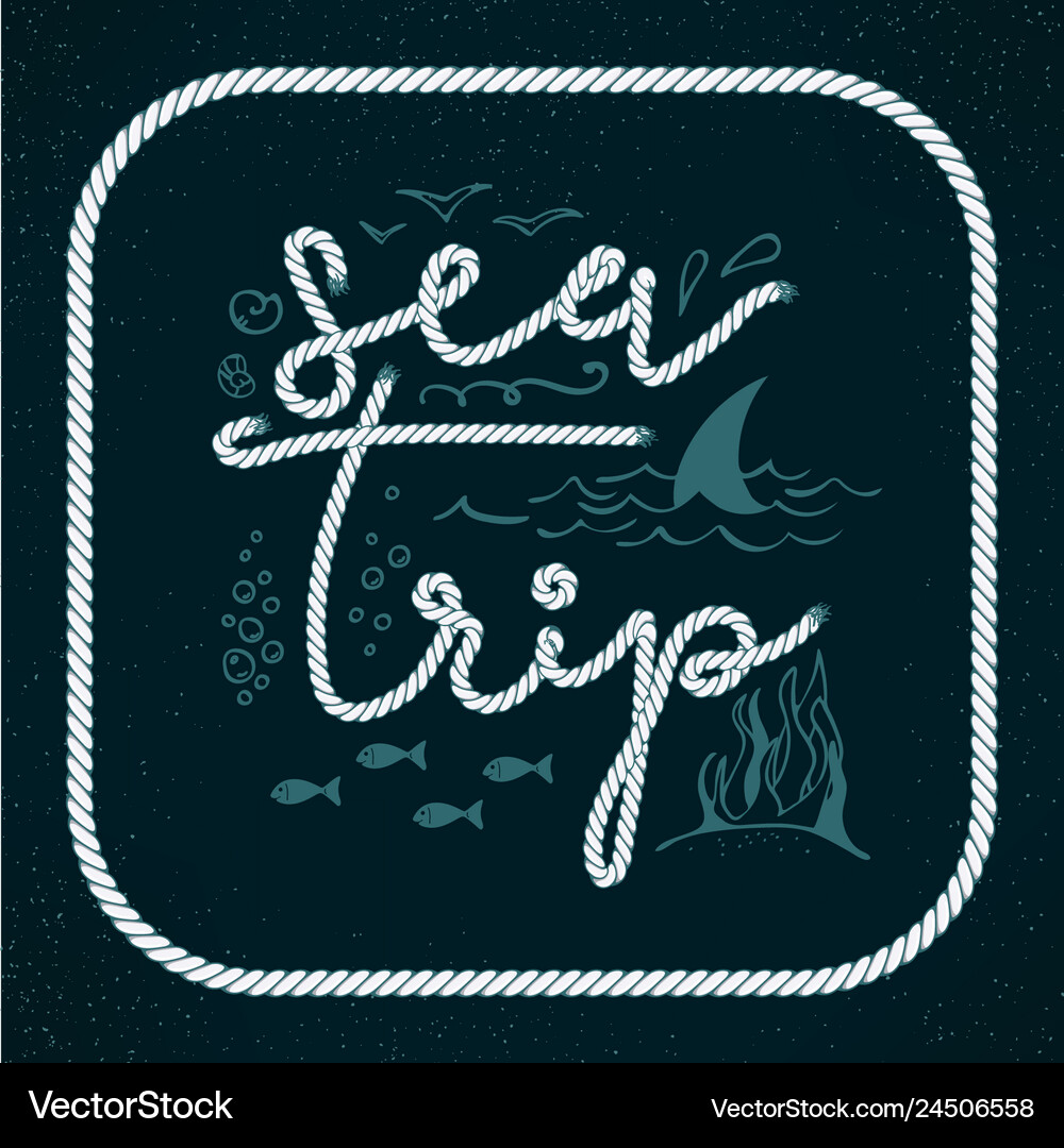 Summer Sea Voyage Lettering Royalty Free Vector Image