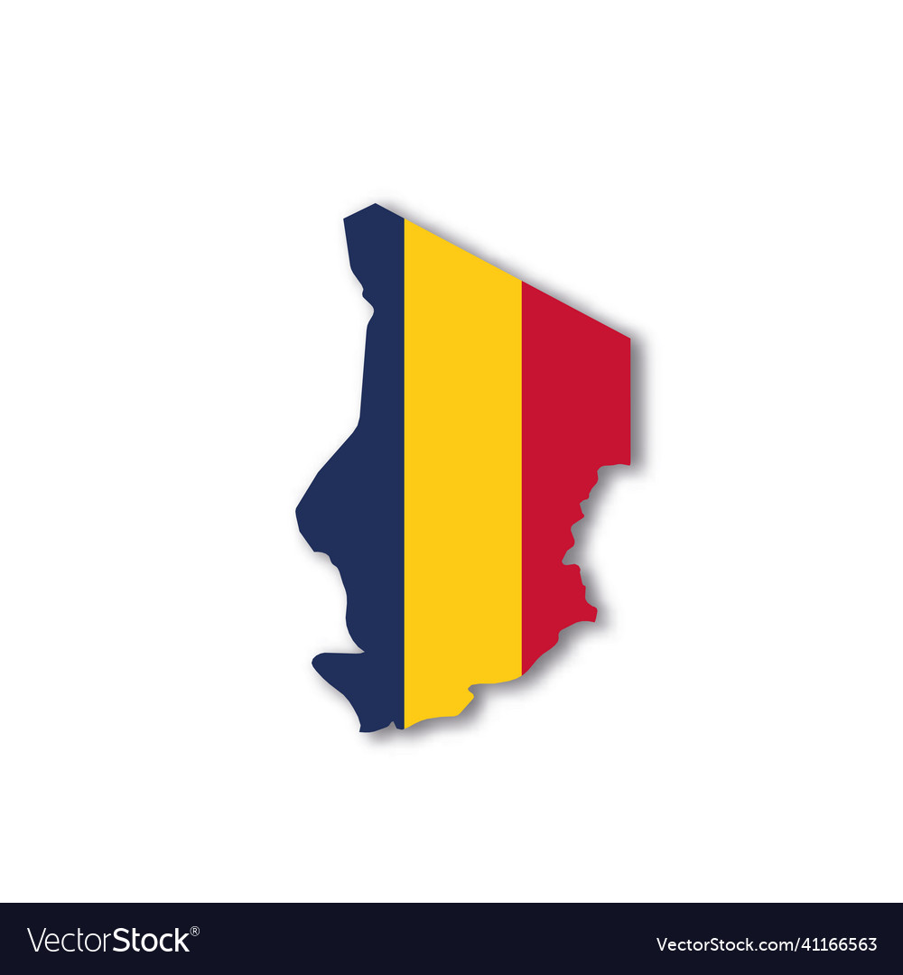 Chad national flag in a shape of country map Vector Image Chad national flag in a shape of country map