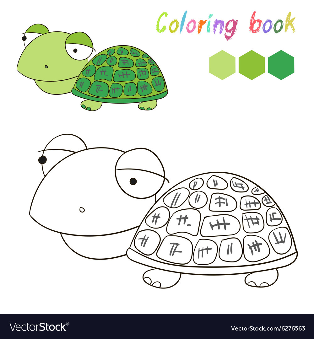 Coloring book turtle kids layout for game Vector Image