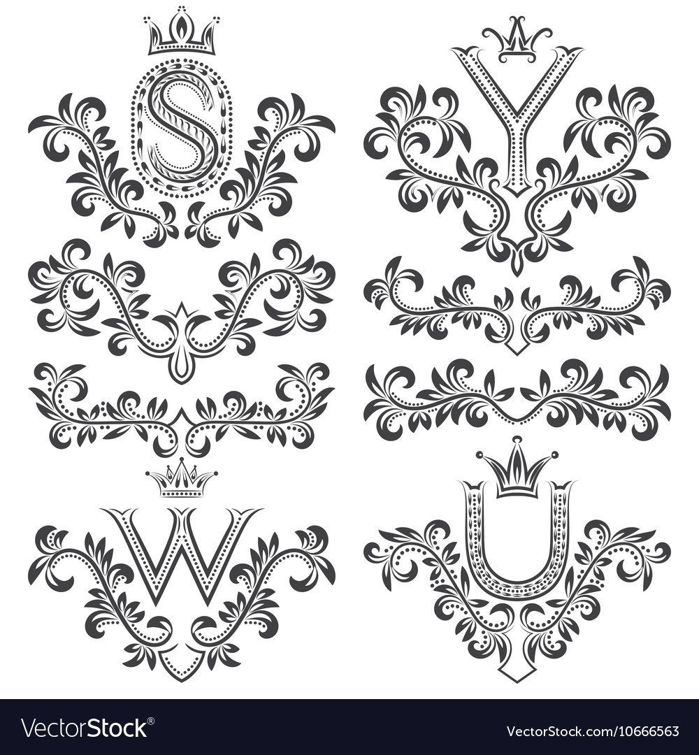 Design ornamental elements and monograms set