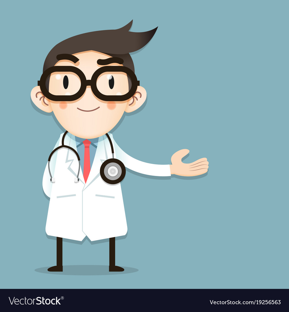 Doctor tiny character greeting gesture