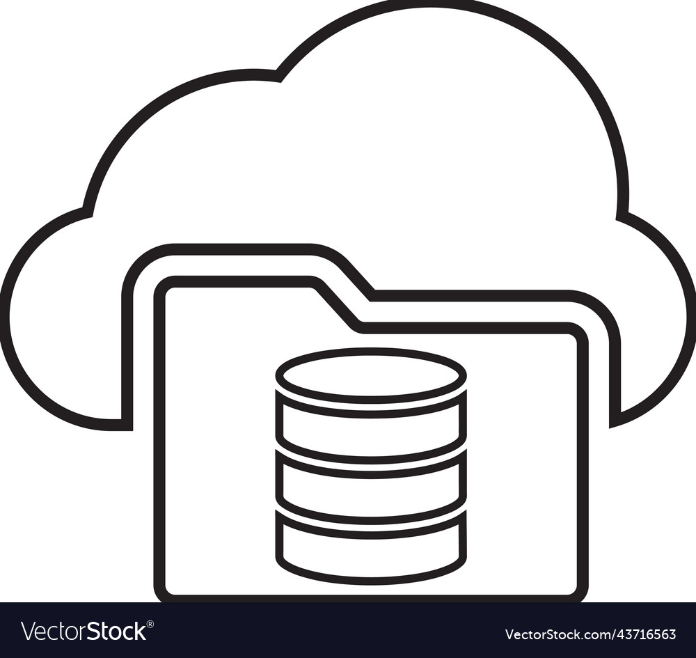 File storage cloud database outline icon line art