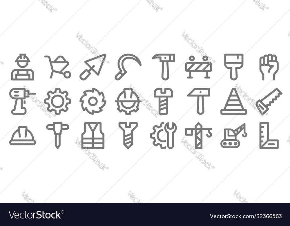 Labour day line icons linear set quality vector image Labour day line icons linear set quality