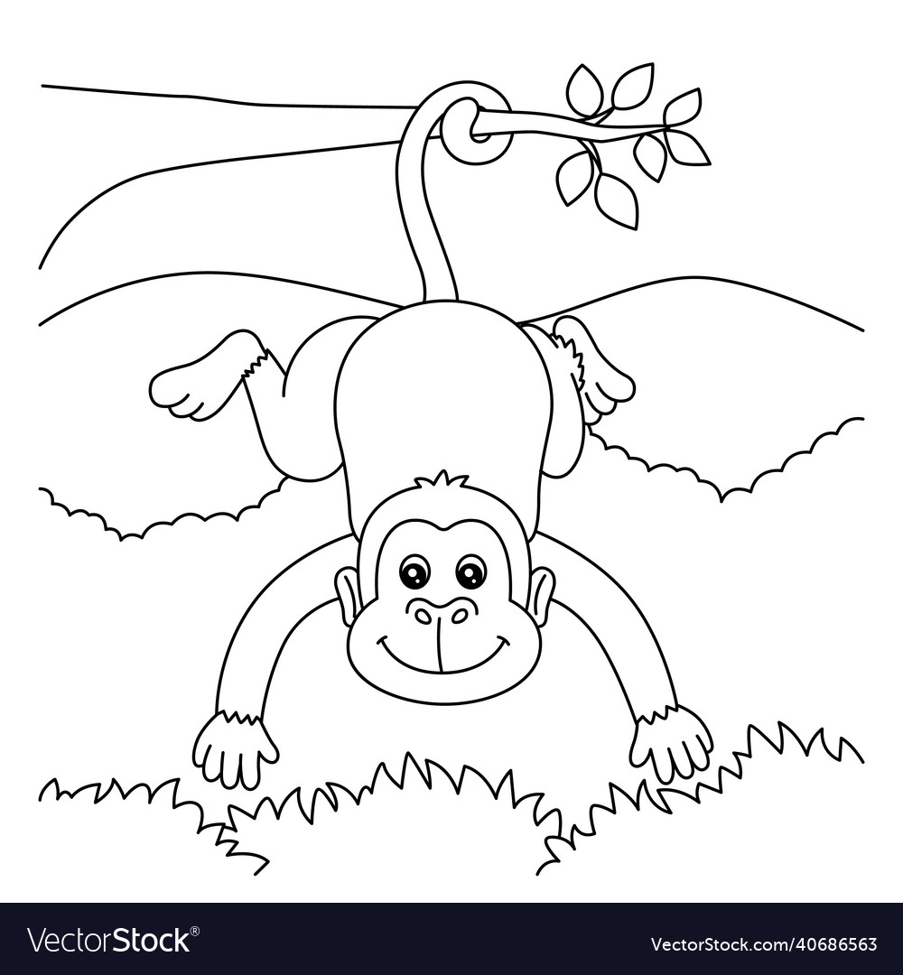 Monkey coloring page for kids