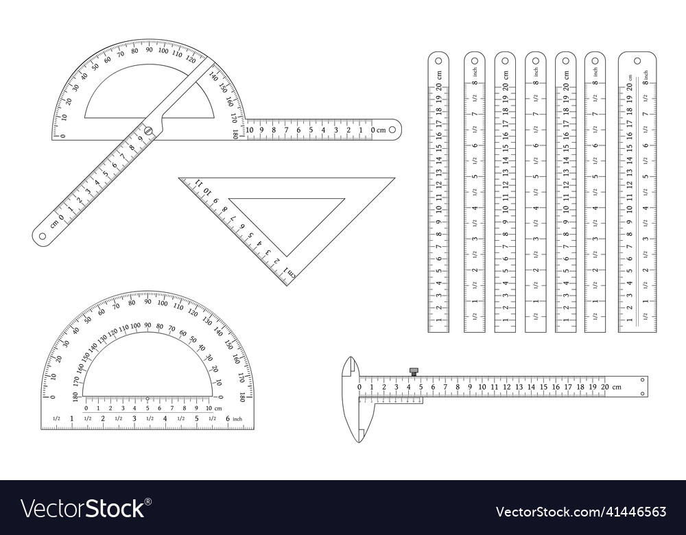 Protractor ruler straight and angular vernier vector image Protractor ruler straight and angular vernier