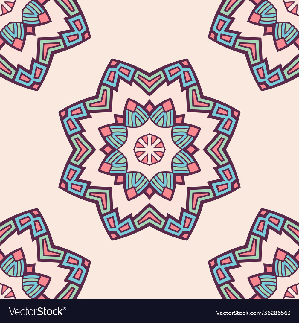 Seamless color pattern with mandala abstract vector image Seamless color pattern with mandala abstract