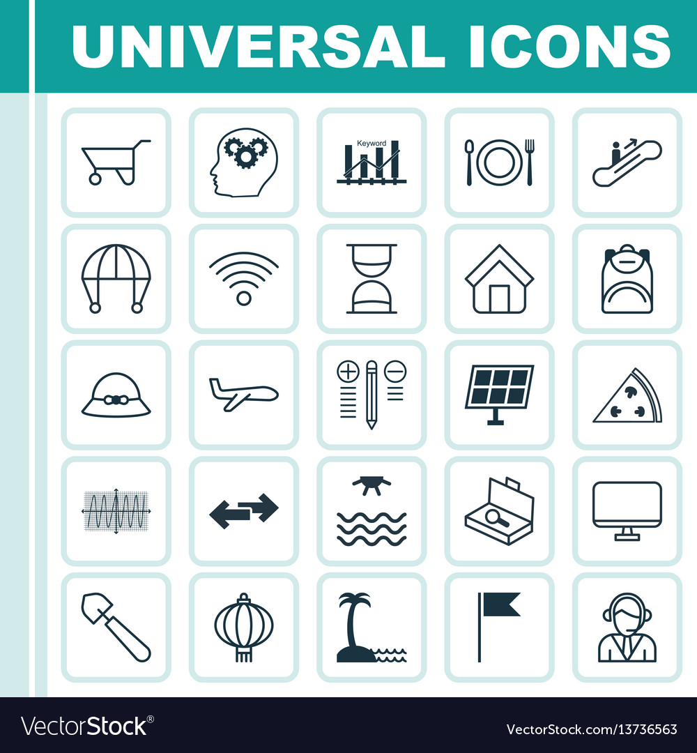 Set of 25 universal editable icons can be used