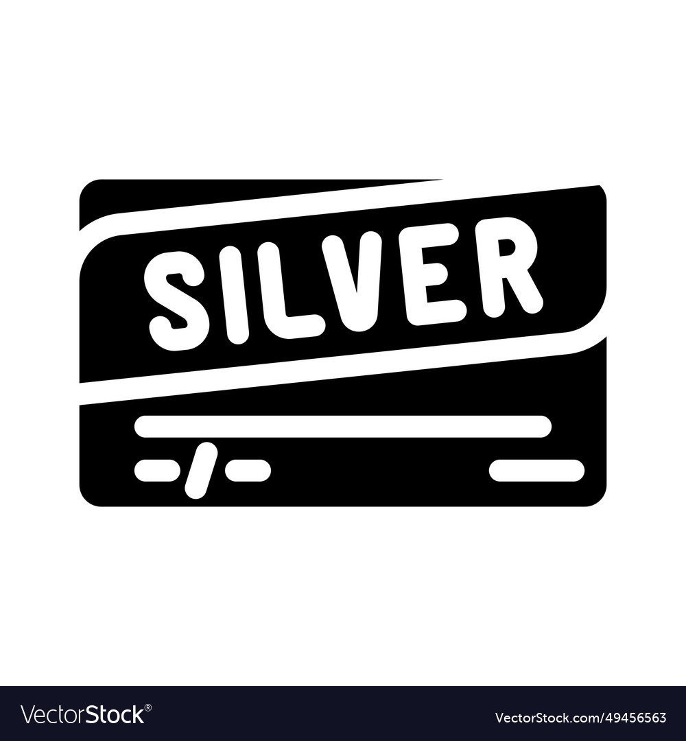 Silver credit card glyph icon