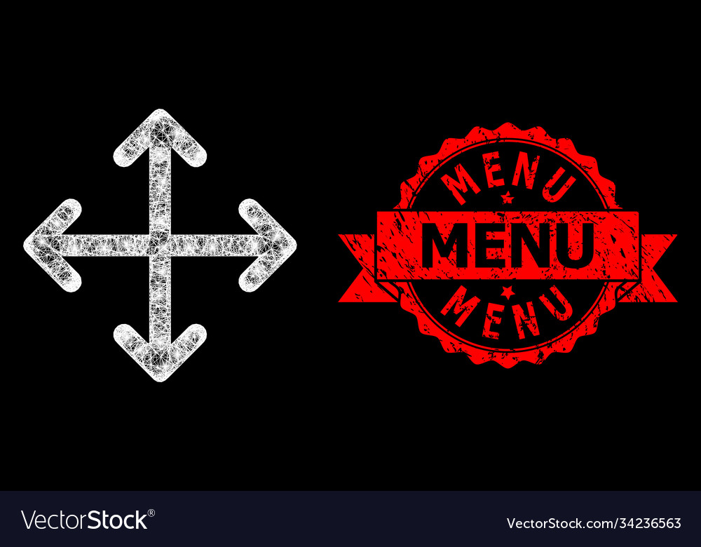 Textured menu seal and bright polygonal network