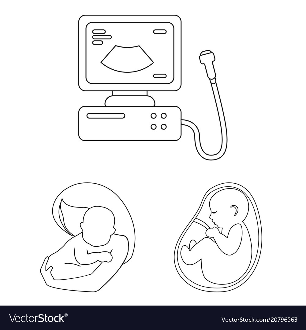 Woman and pregnancy outline icons in set Vector Image